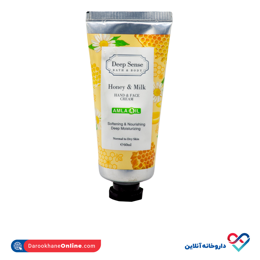 deep-sense-hand-and-face-cream-milk-and-honey-1.jpg کرم مرطوب کننده تیوپی شیر و عسل دیپ سنس 60 میل - Image 1
